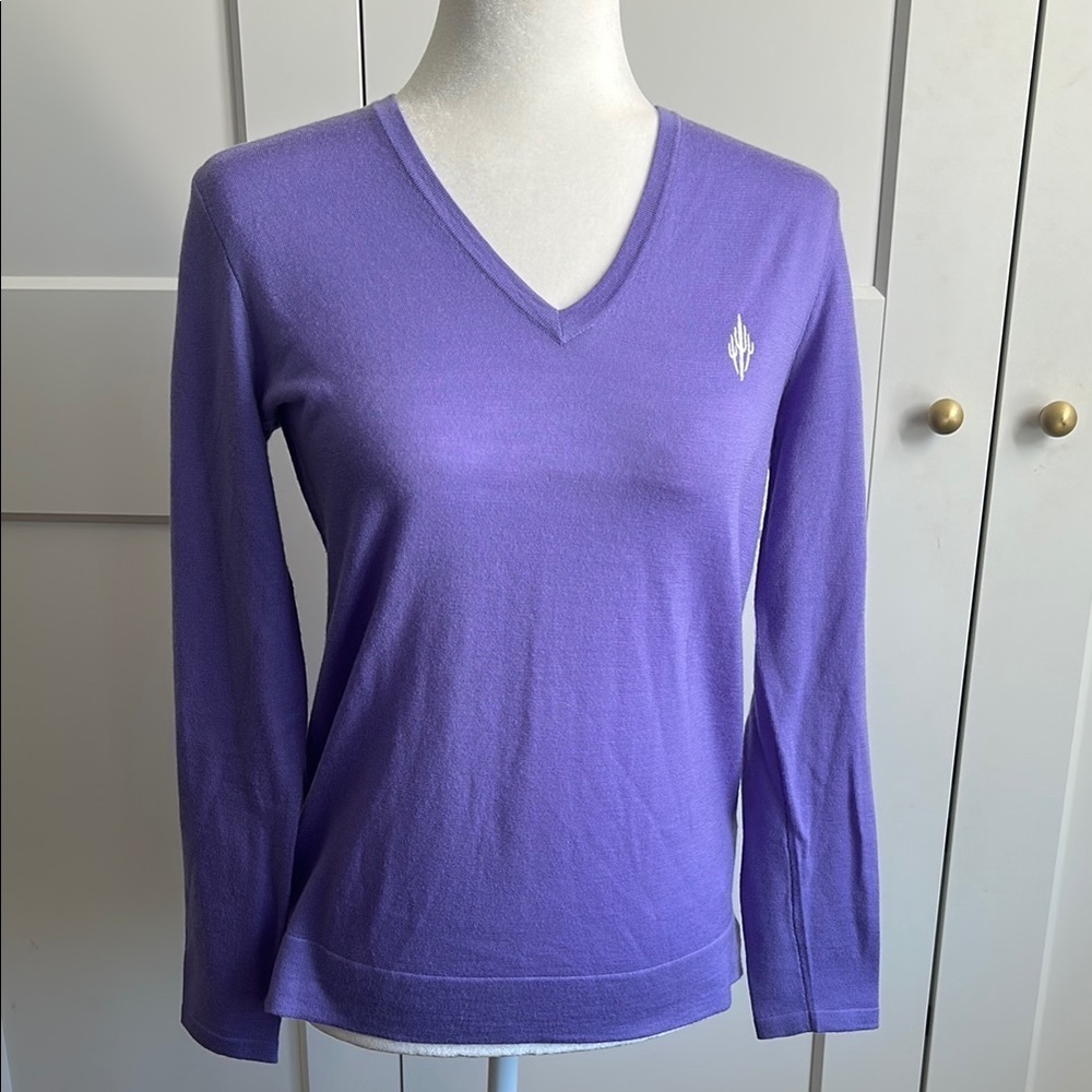 Polo Golf Ralph Lauren Purple Wool V-Neck Sweater | Small